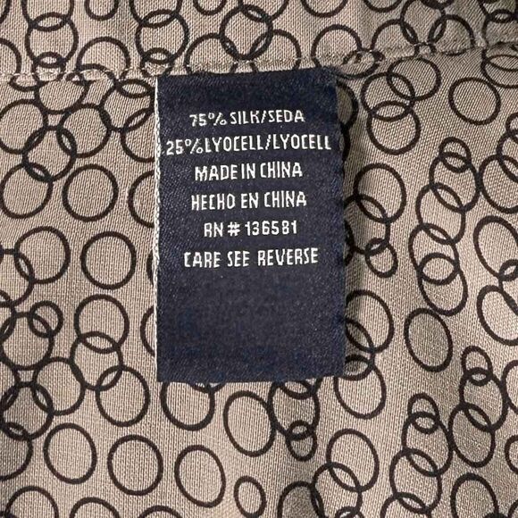 Nat Nast Mens 2XL XXL Silk Blend Short Sleeve Shirt Tan Beige Geometric Pattern - Picture 4 of 9